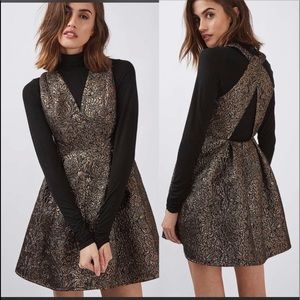 TOPSHOP Black and gold opulent jacquard dress